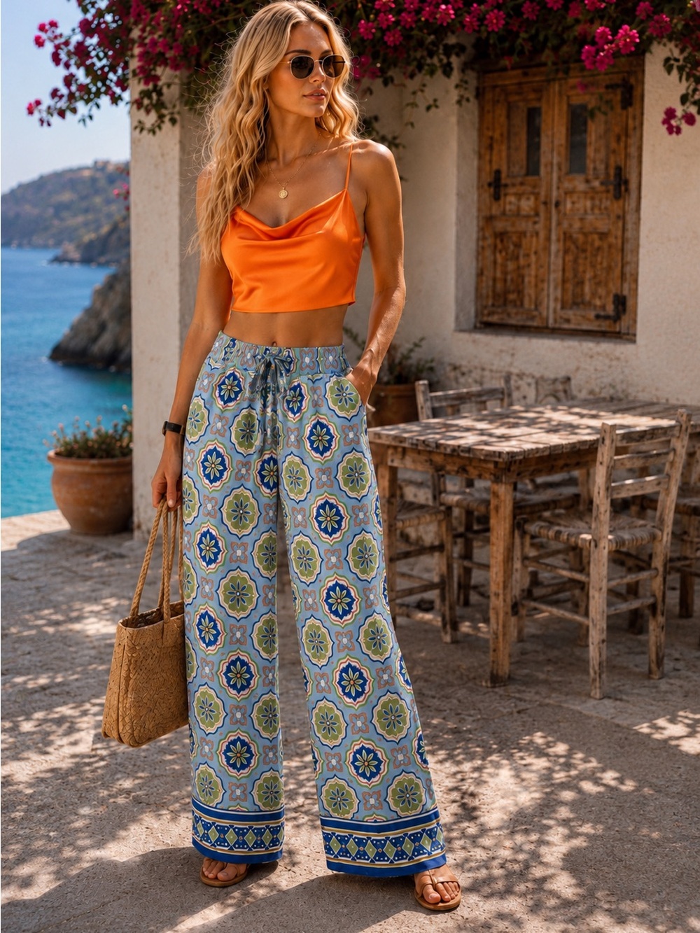 NWT Zara Wide Leg Printed Pants | Summer Resort Vacation